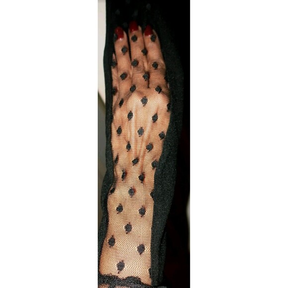 Vintage Sears Black Long-Sleeve Y2K Dress Sz XL Stretch Lace Knee-Length - Picture 4 of 9